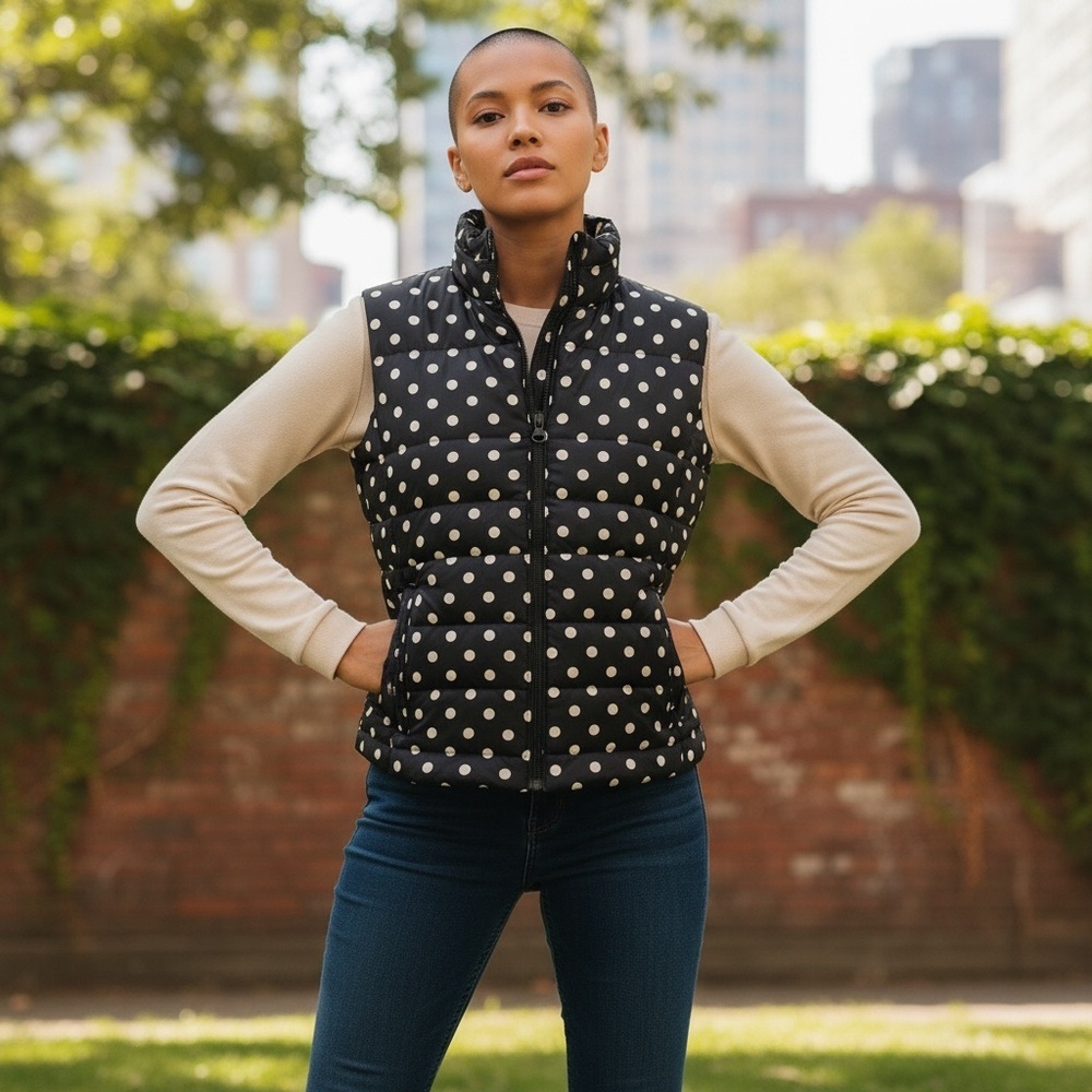 Ann Taylor LOFT Polka Dot Puffer Vest Size S
